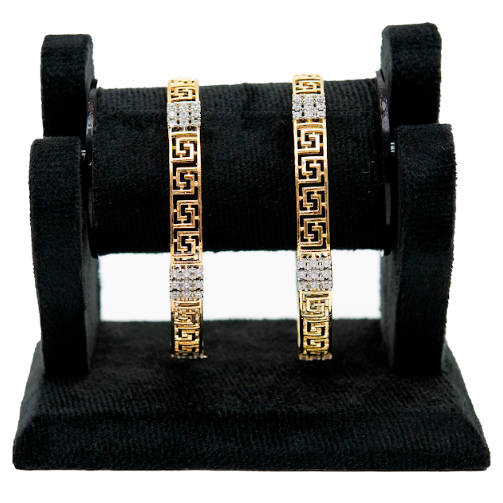 Gold-Plated Greek Design Kada Bangles with CZ Stones | Women’s Jewellery